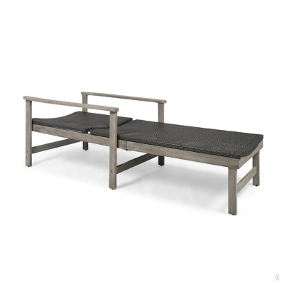 Chaise longue en bois et osier Hampton