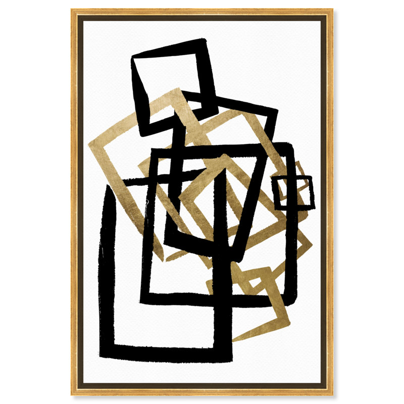 «Abstract Square Formas Geometric», reproduction d'art sur toile, H 24 po x l 16 po x P 1,5 po, Toile encadrée d'or