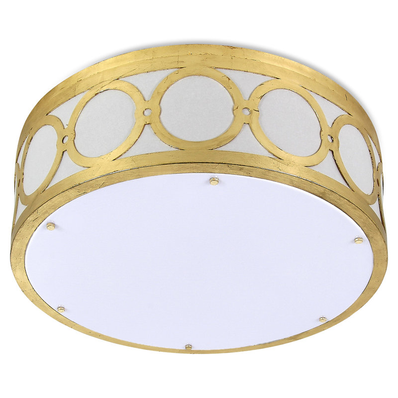 Plafonnier encastré cylindrique à DEL 24 po à 4 lumières Destin, Feuille d’or