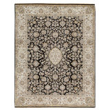 High-Quality Hand-Knotted Black And Ivory Area Rug