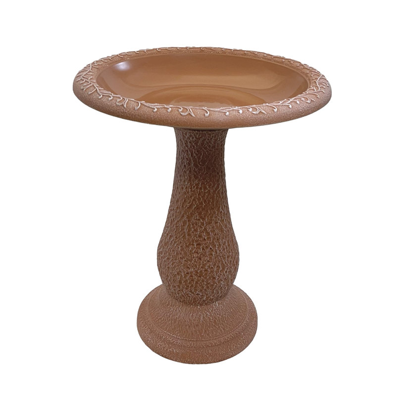 Birds And Beyond 19"D X 24"H Terra Cotta Fiber Clay Birdbath Boswall Collection