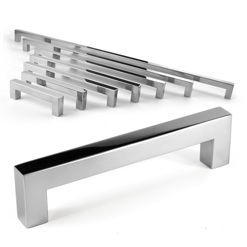 Poignée barre carrée, brillant, 5"