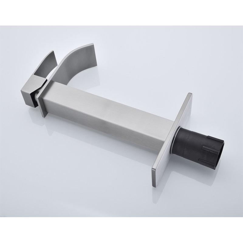 Robinet de lavabo de salle de bain à poignée simple avec bonde escamotable Waterfall, Nickel brossé