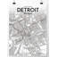 « détroit city map », reproduction d’impression sur affiche en tons-22633078