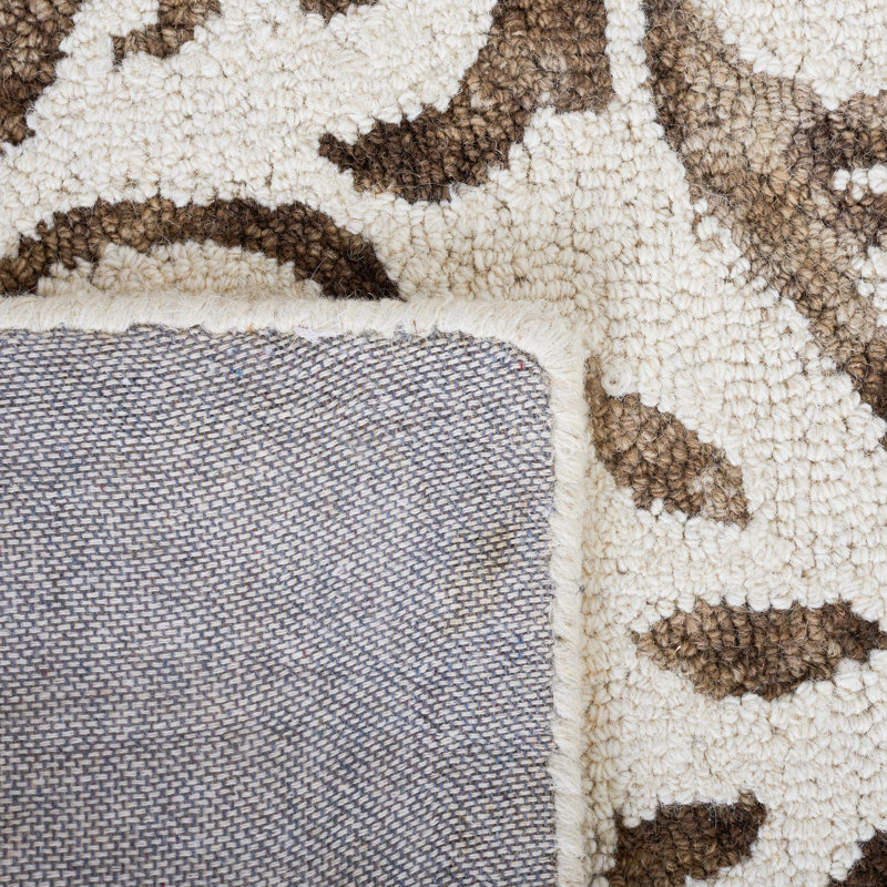 Tapis en laine / coton touffeté à la main Berman ivoire / chocolat, Rond 7 pi
