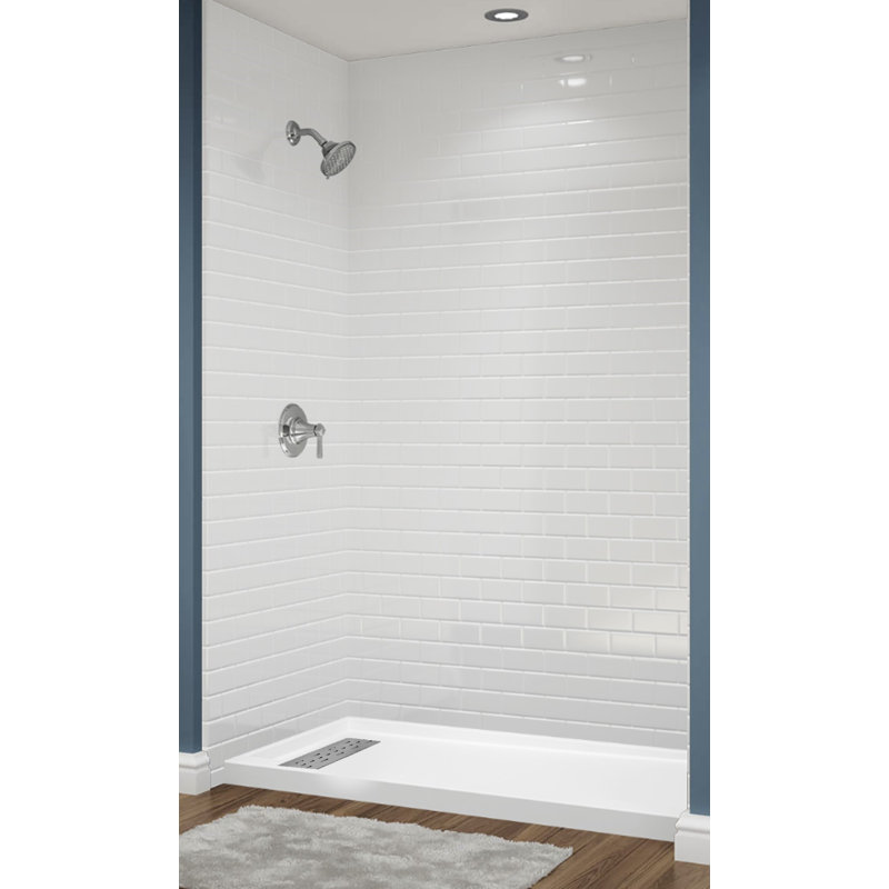 Système de douche en alcôve en acrylique Subway Tile l 60 po x P 32 po x H 96 po