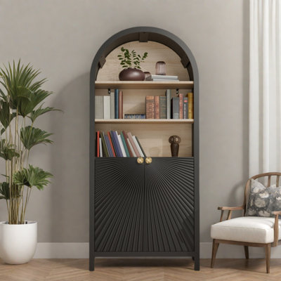Tall Arched Bookcase With Storage