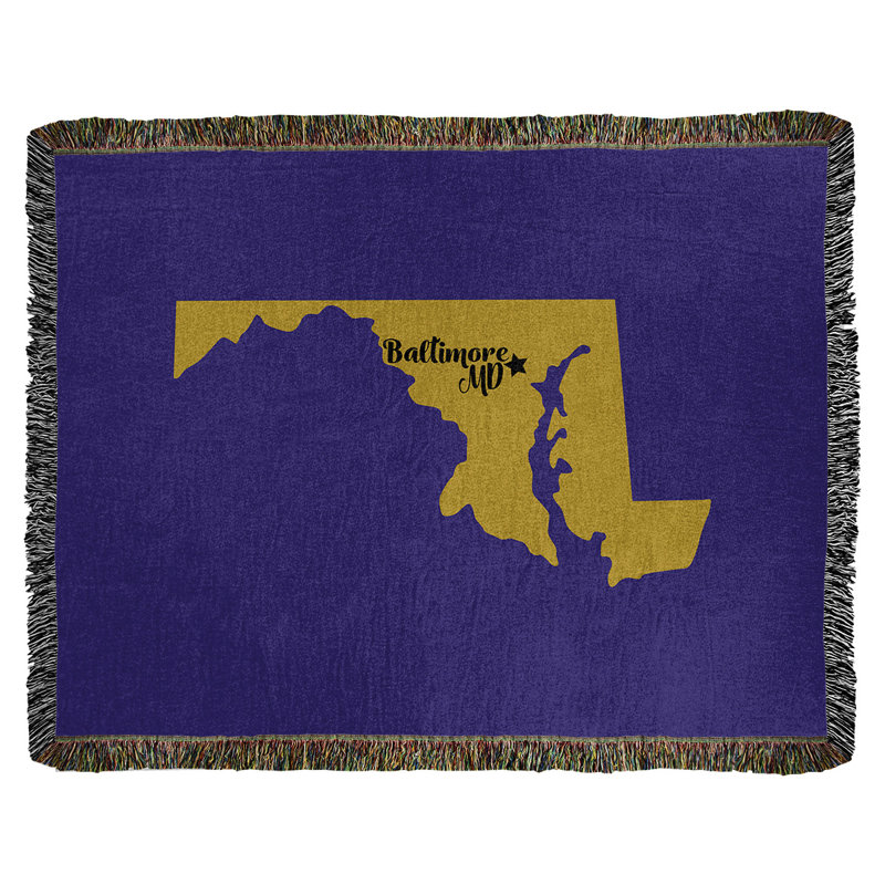 Hand Woven Throw Blanket, 50" x 60", Blue/Yellow