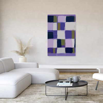 Abstract Purple Squares Abstract Bold Contemporary Lavender Lilac Violet Wall Art Print 1 Piece Wrapped Canvas Wall Art