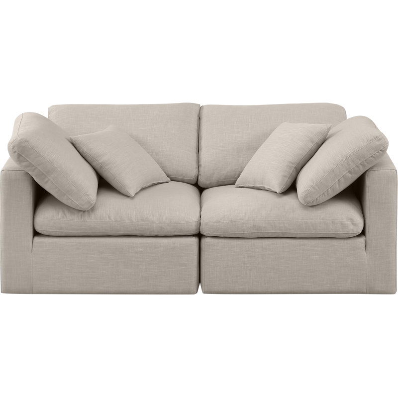 Itala 70'' Upholstered Loveseat, Beige Linen Textured Fabric