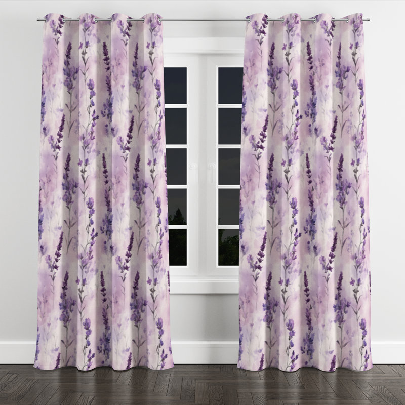 Calming Florals For Teenagers Window curtains - Serene Soft Lavender Dreams Grommet Curtain - 1 Panel, 52" W x 120" L