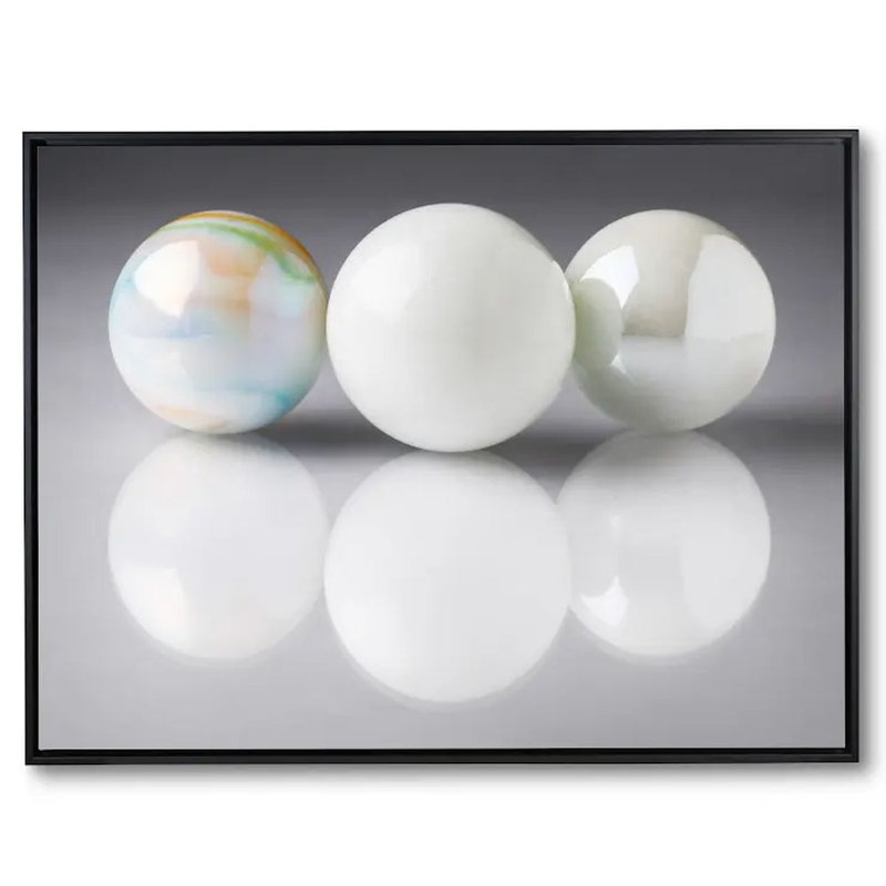 " Marbles " by Philippe Monthoux, 25" H x 33" W x 2" D, Black Floater Framed Canvas, No Mat