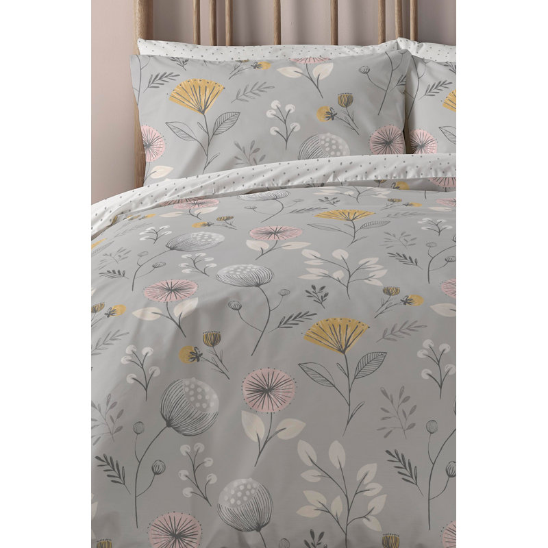 Arsenault Silver 132 TC Reversible Duvet Cover Set with Pillowcases Quilt Cover Soft and Breathable Duvet Cover with Pillowcases Poly Cotton Quilt Cover Soft and Breathable Duvet