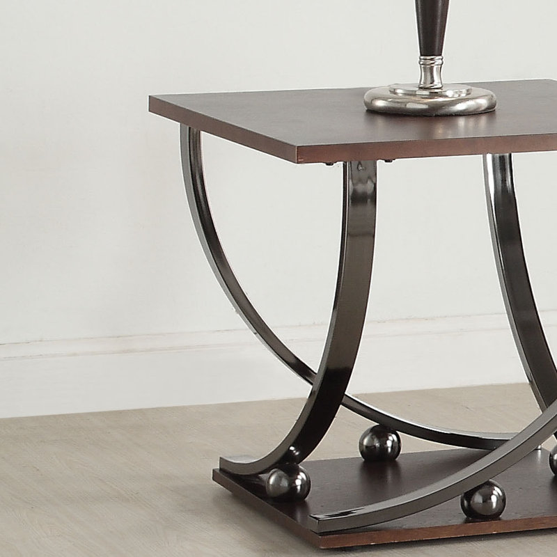 Table de bout en nickel noir avec tablette inférieure
