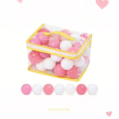 Wilwolfer Ball Pit Balls Phthalate Free BPA Free Crush Proof Plastic - Pink and White Rransparent in Reusable Play Toys for Kids with Transparent PVC Packaging (50 balls)