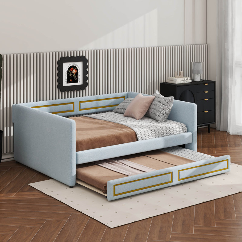 Upholstered Daybed Frame With Pull-Out Trundle, Full/Double