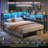 Corner Bed Frame With Storage Bookcase And Led Lights, Daybed With 2 Underneath Storage Drawers And Charging Station For Living Room,bedroom & Guest Room-415074045-415074047