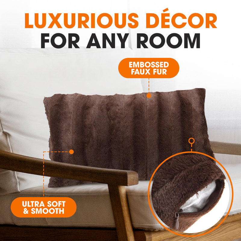 Faux Fur Pillow Cover, Brown