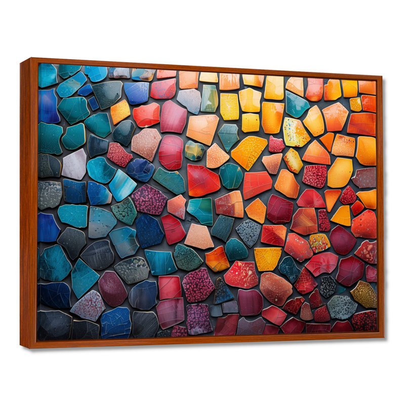 Carreaux de mosaïque colorés, beauté III - décoration murale mosaïque bohème, Cadre flottant brun, H 12 po x l 20 po