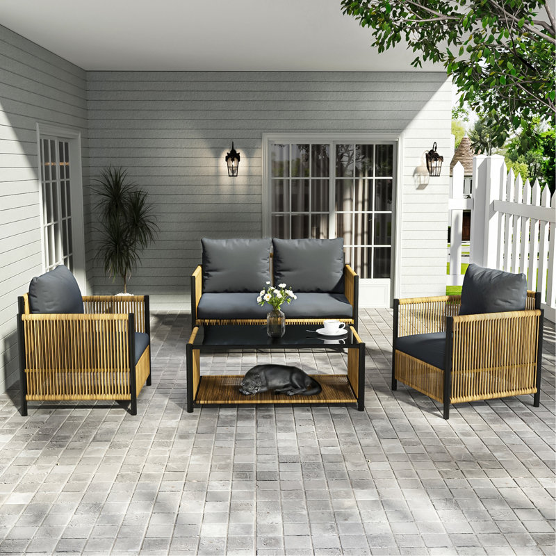 Ensemble de canapé en osier PE avec coussins 4 pièces New Comming Patio