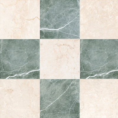 Tavari Checkerboard 10X10 Botticino And Verde