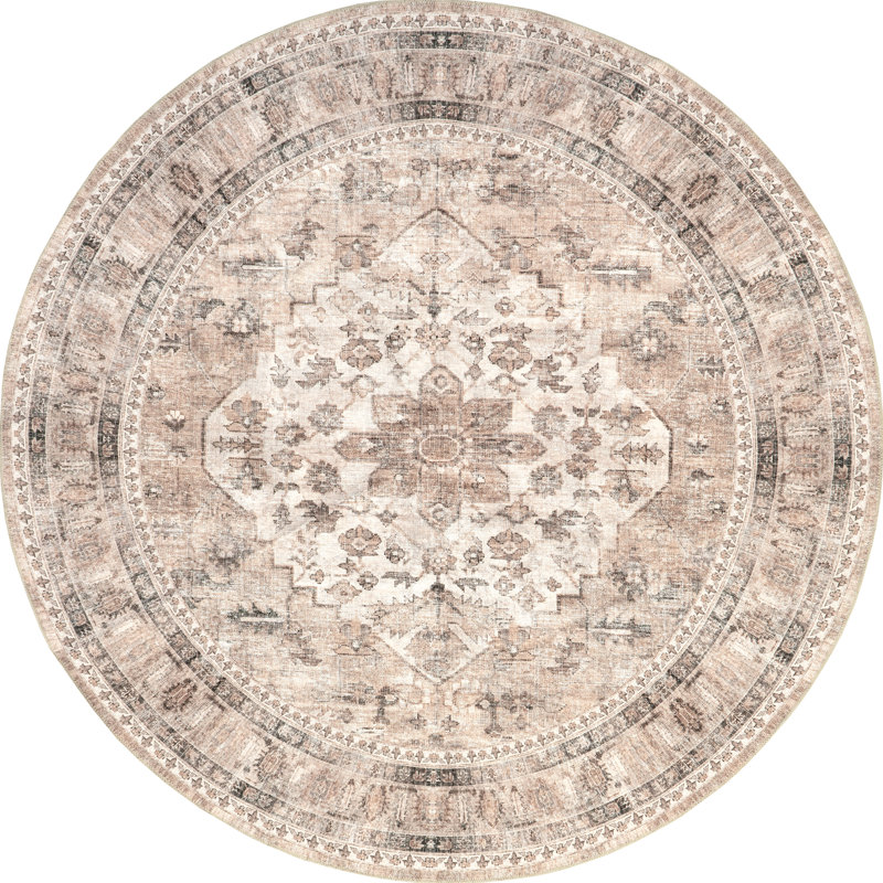 Tapis lavable résistant aux taches Davi, Rond 6 pi