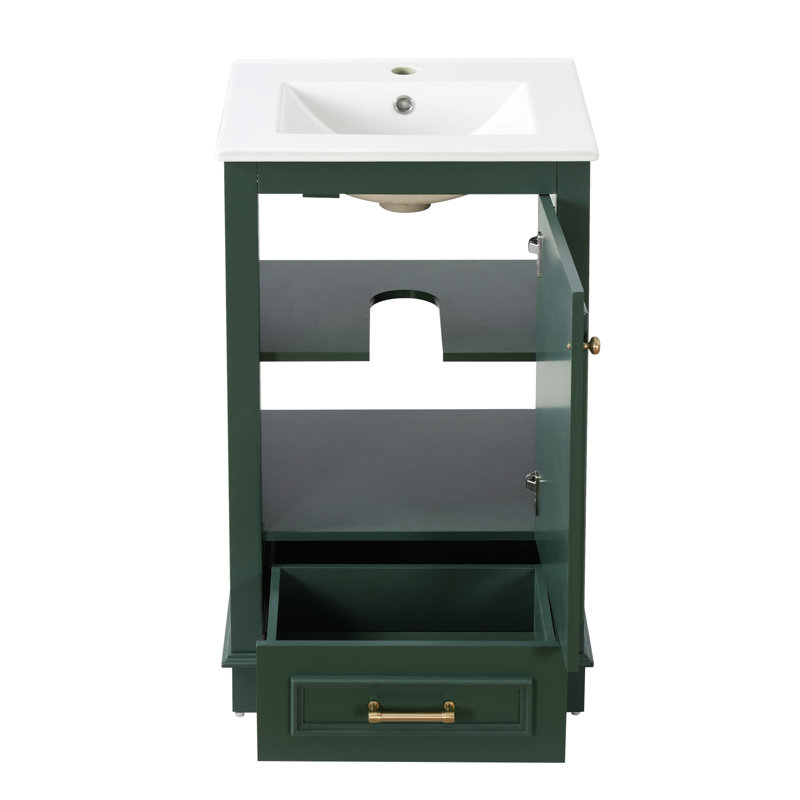 Meuble-lavabo simple de 20 pouces avec dessus en céramique, Green