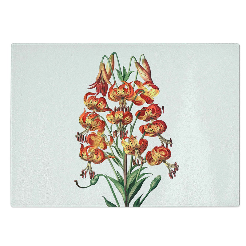 Tempered Glass Lily Flowers by R.J. Thornton Chopping Board, 28.5 cm W x 20 cm L