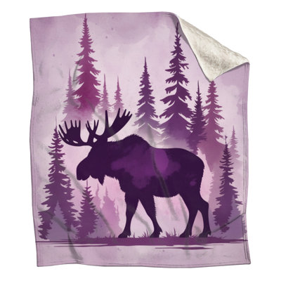 Moose In Forest Silhouette Blankets