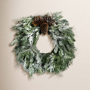 24'' Faux Pine Lighted Wreath