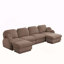Canapé surdimensionné en U de 137 po en chenille, canapé à assise profonde avec repose-pieds mobile, coussins ronds exquis et coussins de dossier matelassés, pieds à structure encastrée, assemblage facile, convient au salon, poussière de rose