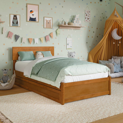 Lamecia Platform Bed with Panel Footboard, Trundle & Built-in Charging Station