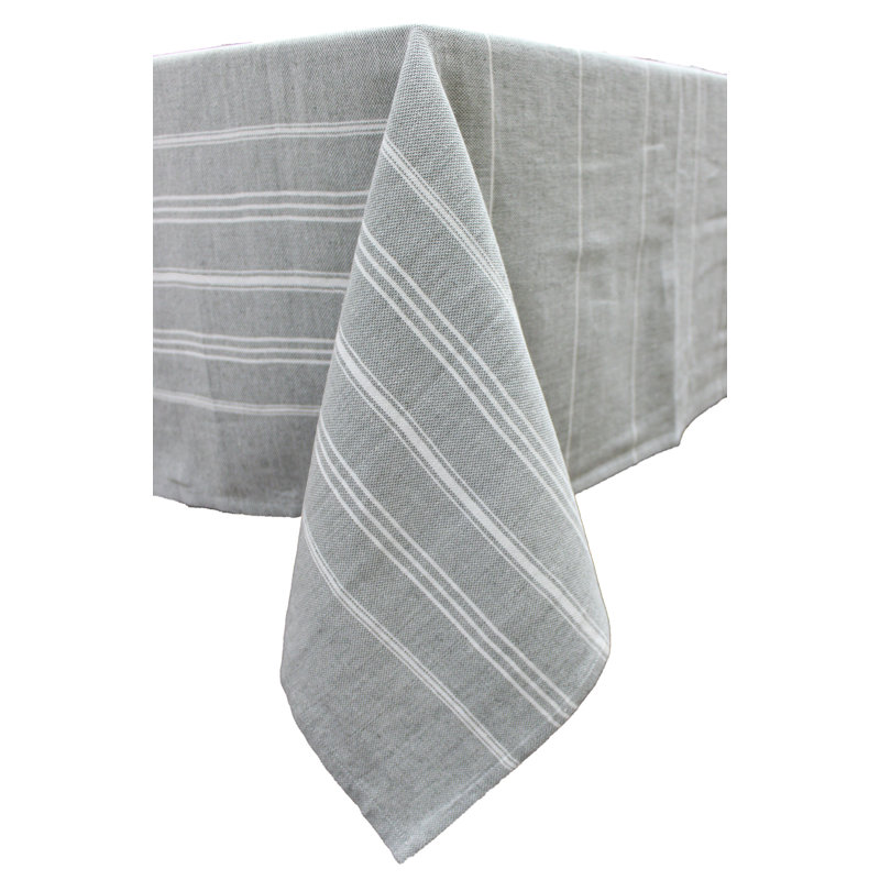 Cannady Striped 100% Cotton Tablecloth, Gray, 72" L x 54" W