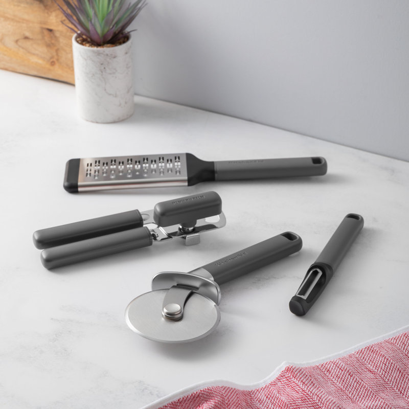 KitchenAid 4pc Tool Set, Charcoal Grey, Durable Cooking Tools with Ergonomic Handles, 19.6cm, Grey
