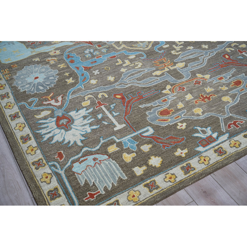 Hamilton hand-tufted New Zealand Wool Navy/Multi Area Rug, Taupe, Rectangle 6' x 9'
