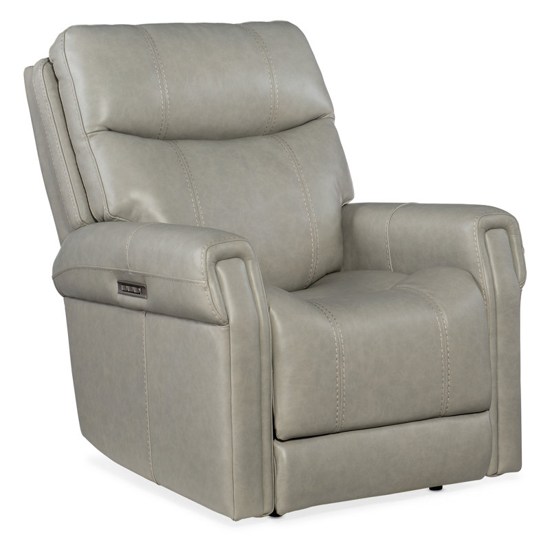 Callysta Power Recliner with Power Headrest & Lumbar, Gray Genuine Leather