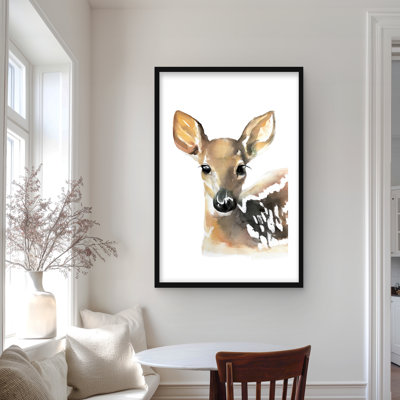 Aquarelle face fauve | Impression scandinave encadrée pour la décoration