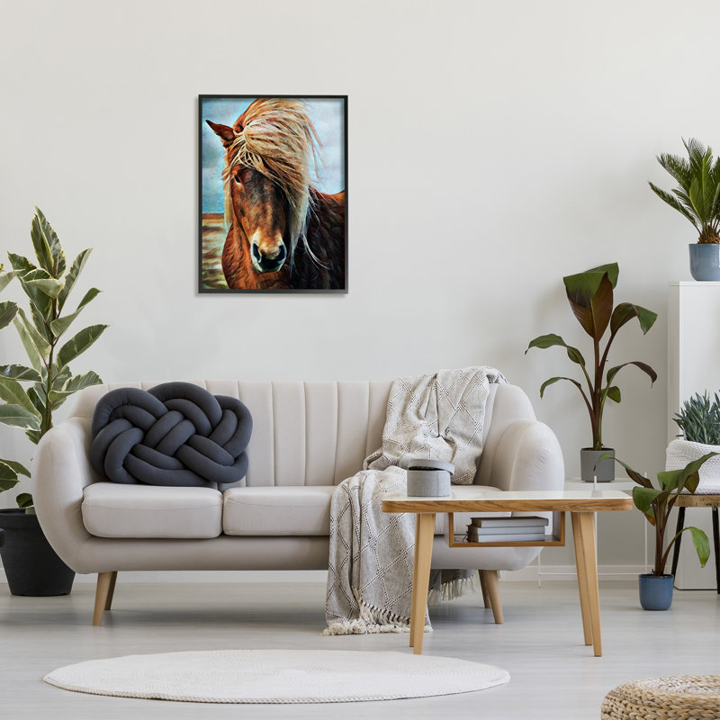 «Winde Mane Country Horse» par Ashley Aldridge, impression sur bois avec cadre flottant, H 30 po x l 24 po x P 1,5 po