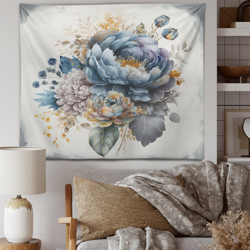 Tapisserie en polyester avec des punaises, H 32 po x l 39 po