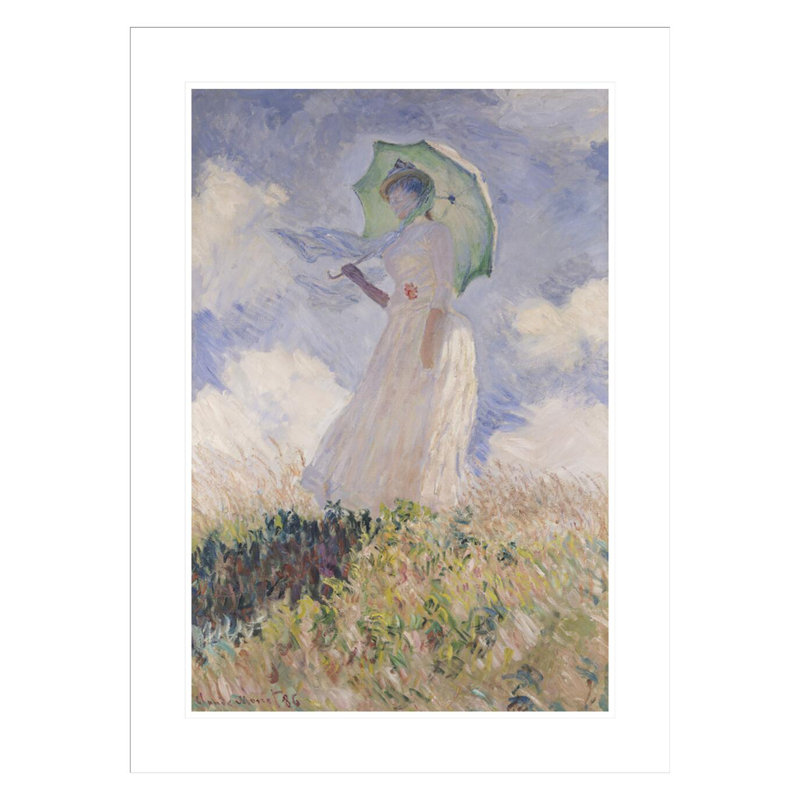 «Femme avec parasol tourné vers la gauche» par Claude Monet, impression giclée encadrée, H 29,5 po x l 21,91 po