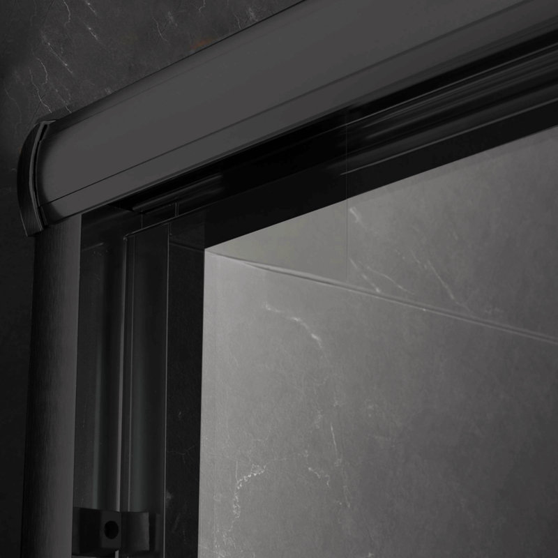 60'' W X 74'' H Door Sliding Frameless Shower Door With 6Mm Tempered Glass, Black