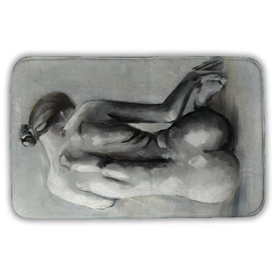Nude woman from behind Bath Mat with Non-Slip Backing - Quick Dry Memory Foam Bathroom Rug - Absorbent - Modern Plush Spa-Style - Machine Washable