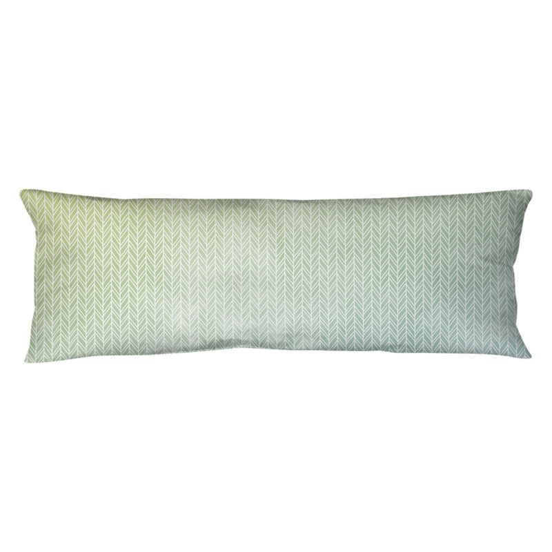 Oreiller rectangulaire à chevrons, Bourre en polyester, Bleu / Jaune, Microfibre