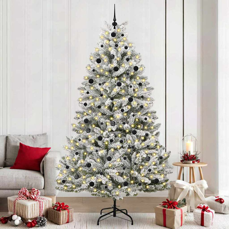 Artificial Christmas Tree Green and White PVC and Metal, 7.87 ft