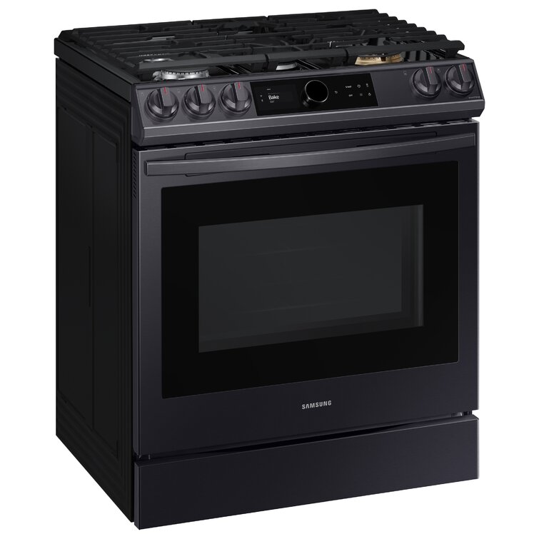 Samsung 30-in 5 Burners 5.8-cu ft Self-cleaning Air Fry Convection Oven  Freestanding Natural Gas Range (Stainless Steel) in the Single Oven Gas  Ranges department at