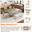 Ensemble de 6 tables de salle à manger en bois 6 pièces avec banc long et 4 chaises, style moderne, naturel