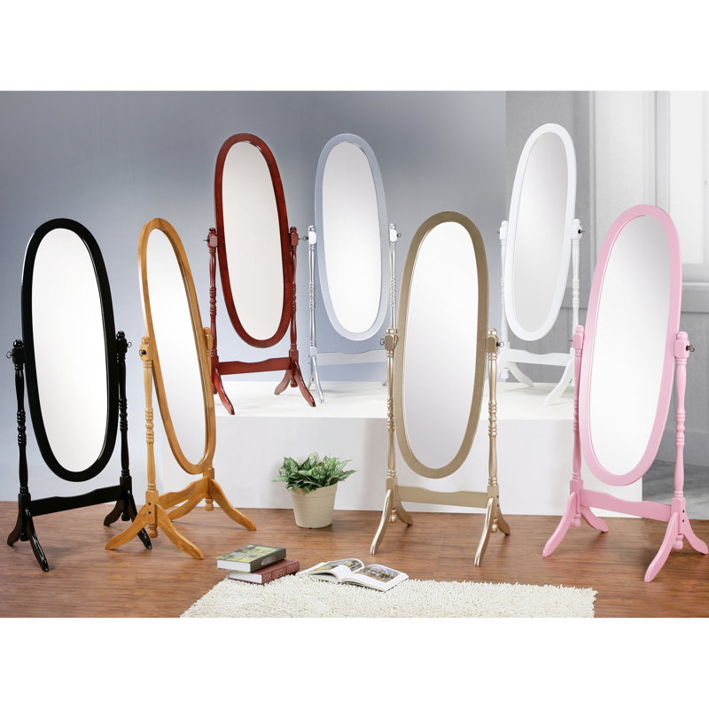Élégant miroir de finition - Grand plancher de style traditionnel en bois avec capacité d'inclinaison, Rose