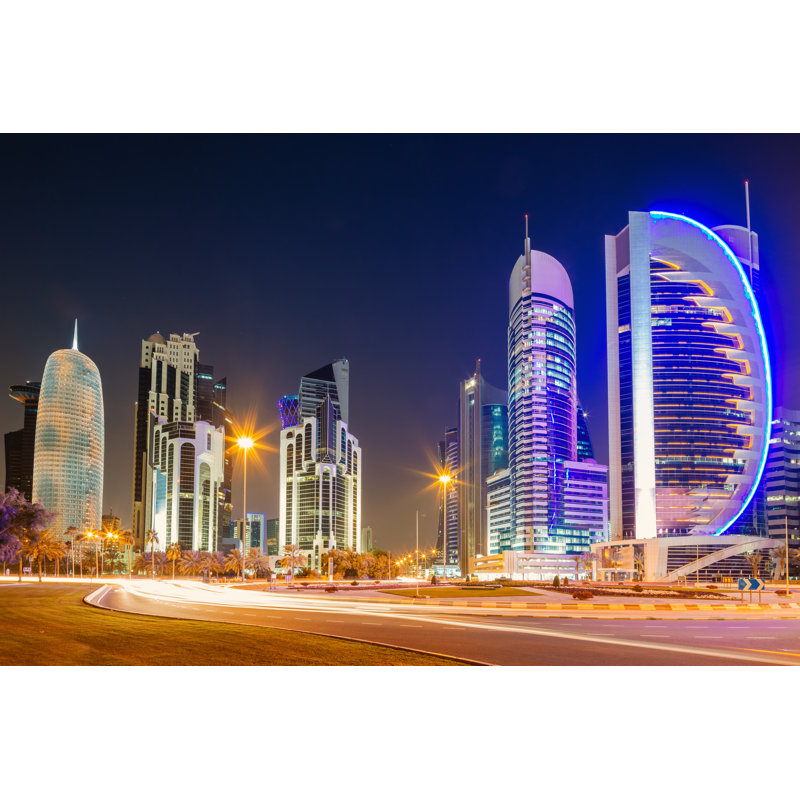 Doha City Qatar Skyscrapers Night Scene 186784912, 30cm H x 46cm W