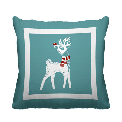 Coussin décoratif intérieur / extérieur Folk Christmas Reindeer