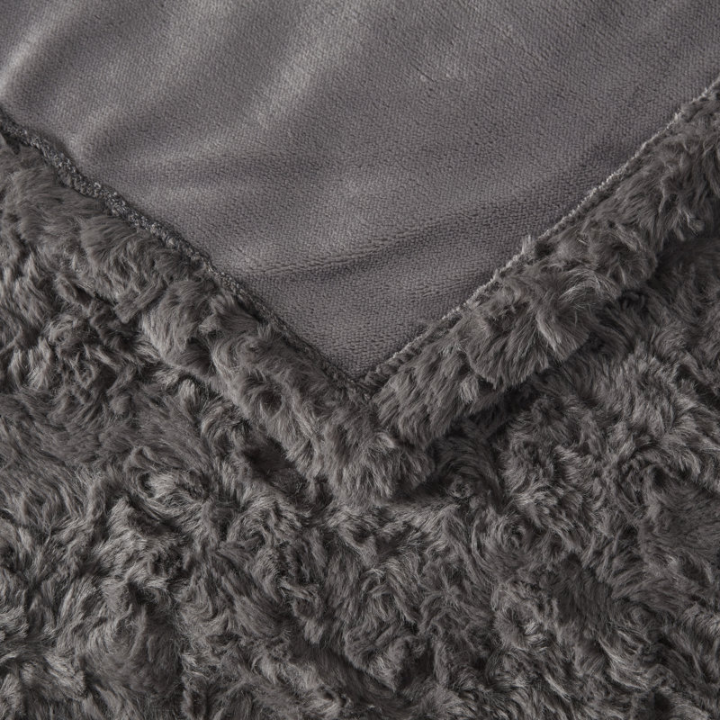 Jeté en fausse fourrure surdimensionné Beautyrest Zuri, Imprimé animal gris foncé